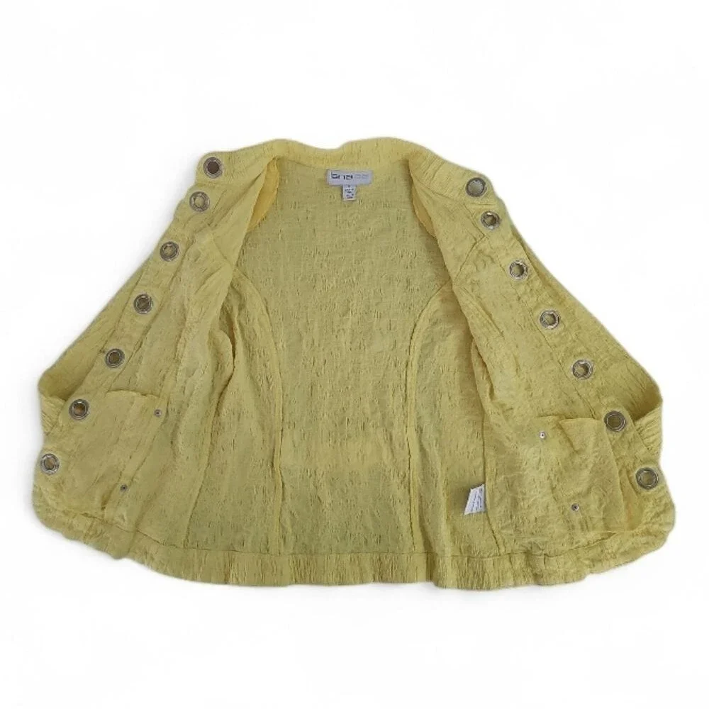 Lana Lee Vintage Yellow Textured Jacket Women’s 6 Grommet Button Front Rare Find - Picture 3 of 16